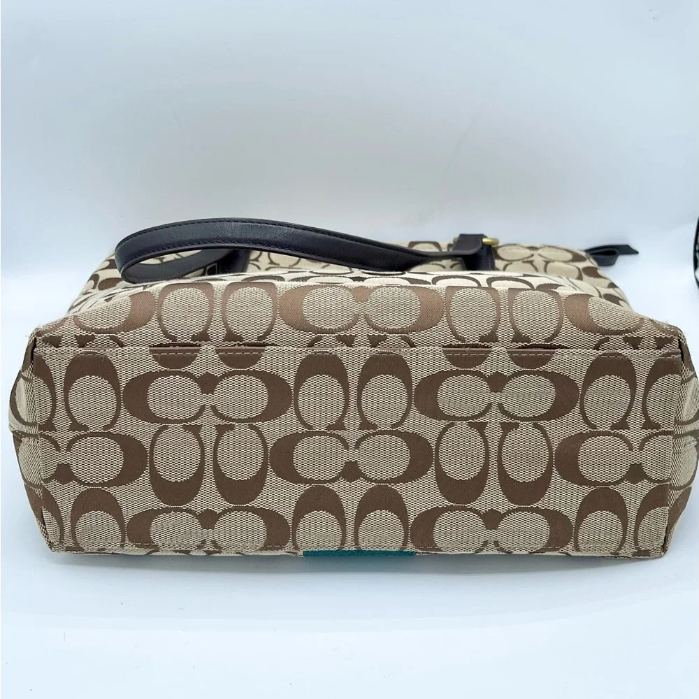 Coach Signature Brown and Teal Tote - Picture 16 of 17